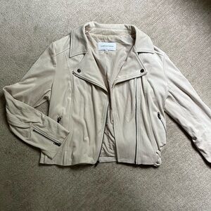 Cupcakes & Cashmere Cream faux suede moto jacket size large